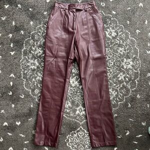 Women’s Burgundy Leather Pants